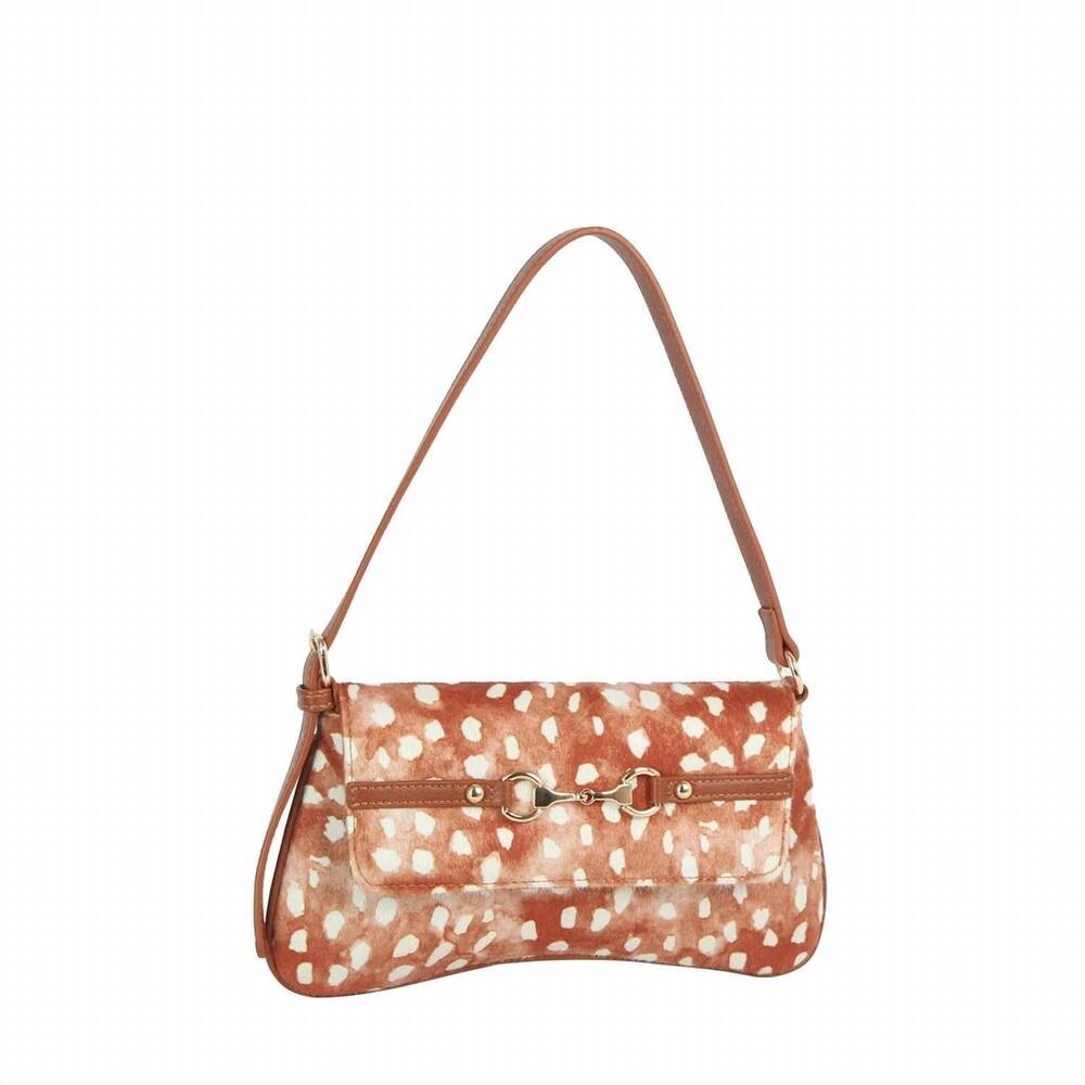 NEW FAME ACCESSORIES women's fawn spotted horsebit flap shoulder bag in bambi